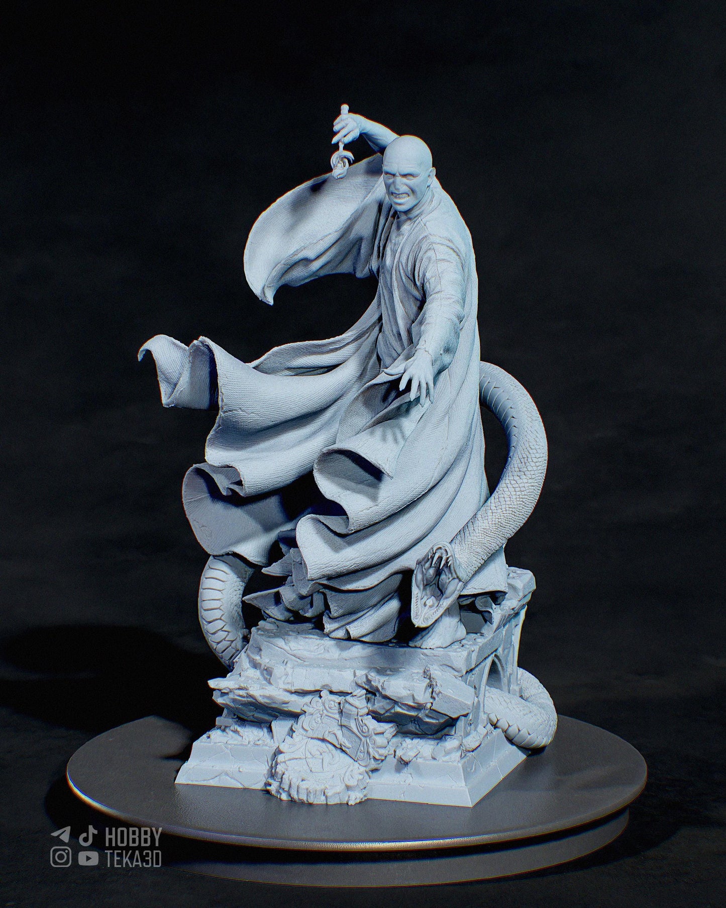 Dark Sorcerer Resin Statue and DIY Kit – Painted or Unpainted – 1/8 and 1/6 Scale – by Tanuki – Clear Green Magic Wand – photo 4