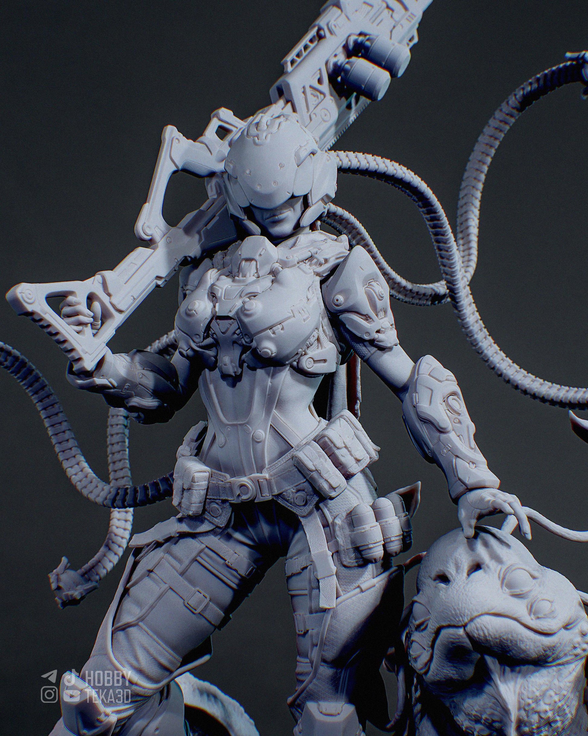 Gaming Action Figurine – Handpainted Resin Figure or DIY Model Kit, CA3D Kyla