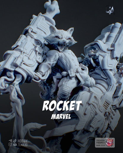 Sci Fi Raccoon Gunner Resin Statue and DIY Kit – Painted or Unpainted – 1/8 and 1/6 Scale – by CA3D – Clear Flames – photo 2