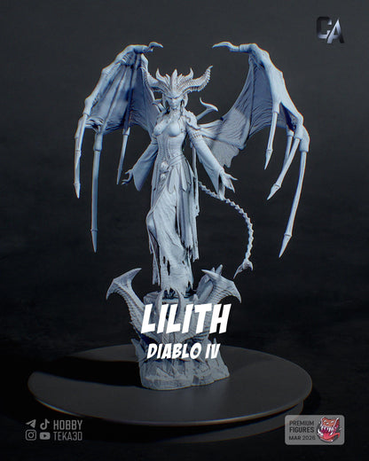 Winged Demon Queen Resin Statue and DIY Kit – Painted or Unpainted – 1/8 and 1/6 Scale – by CA3D – Dark Fantasy Rock Base – photo 3
