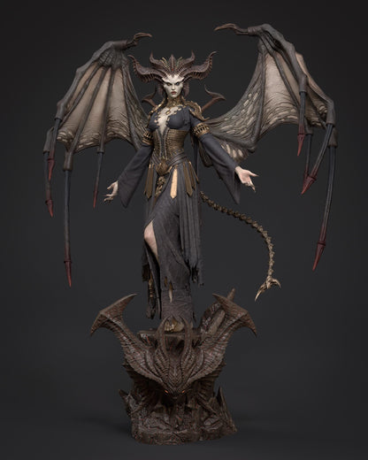 Winged Demon Queen Resin Statue and DIY Kit – Painted or Unpainted – 1/8 and 1/6 Scale – by CA3D – Dark Fantasy Rock Base – photo 2