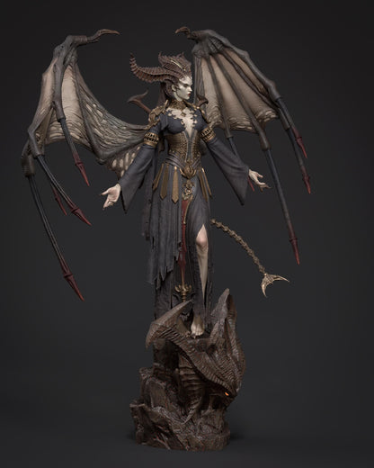 Winged Demon Queen Resin Statue and DIY Kit – Painted or Unpainted – 1/8 and 1/6 Scale – by CA3D – Dark Fantasy Rock Base – photo 6