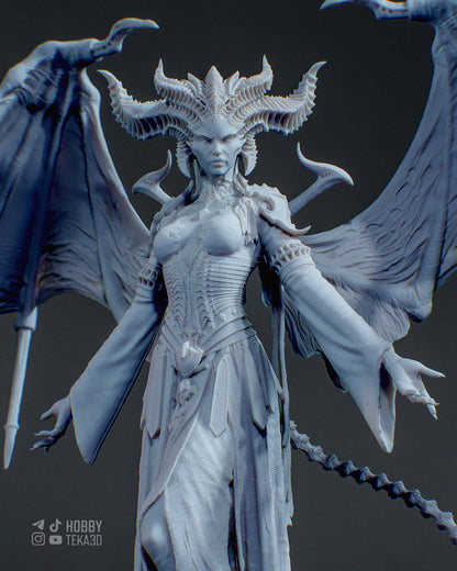 Winged Demon Queen Resin Statue and DIY Kit – Painted or Unpainted – 1/8 and 1/6 Scale – by CA3D – Dark Fantasy Rock Base – photo 7