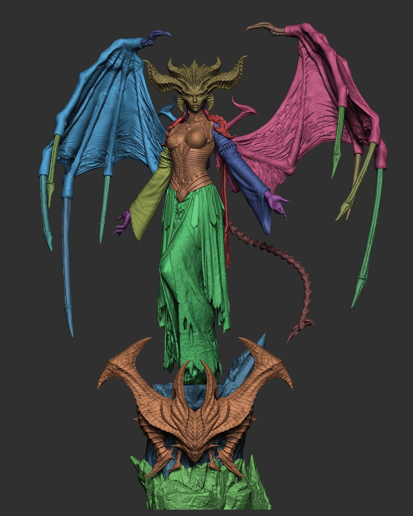 Winged Demon Queen Resin Statue and DIY Kit – Painted or Unpainted – 1/8 and 1/6 Scale – by CA3D – Dark Fantasy Rock Base – photo 8