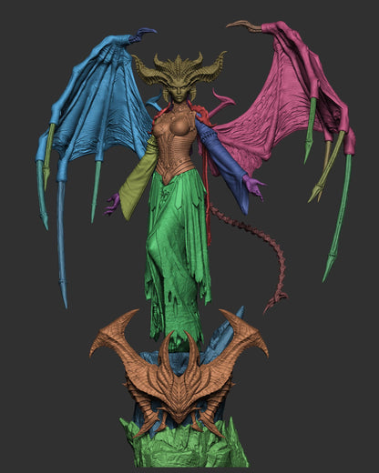 Winged Demon Queen Resin Statue and DIY Kit – Painted or Unpainted – 1/8 and 1/6 Scale – by CA3D – Dark Fantasy Rock Base – photo 8