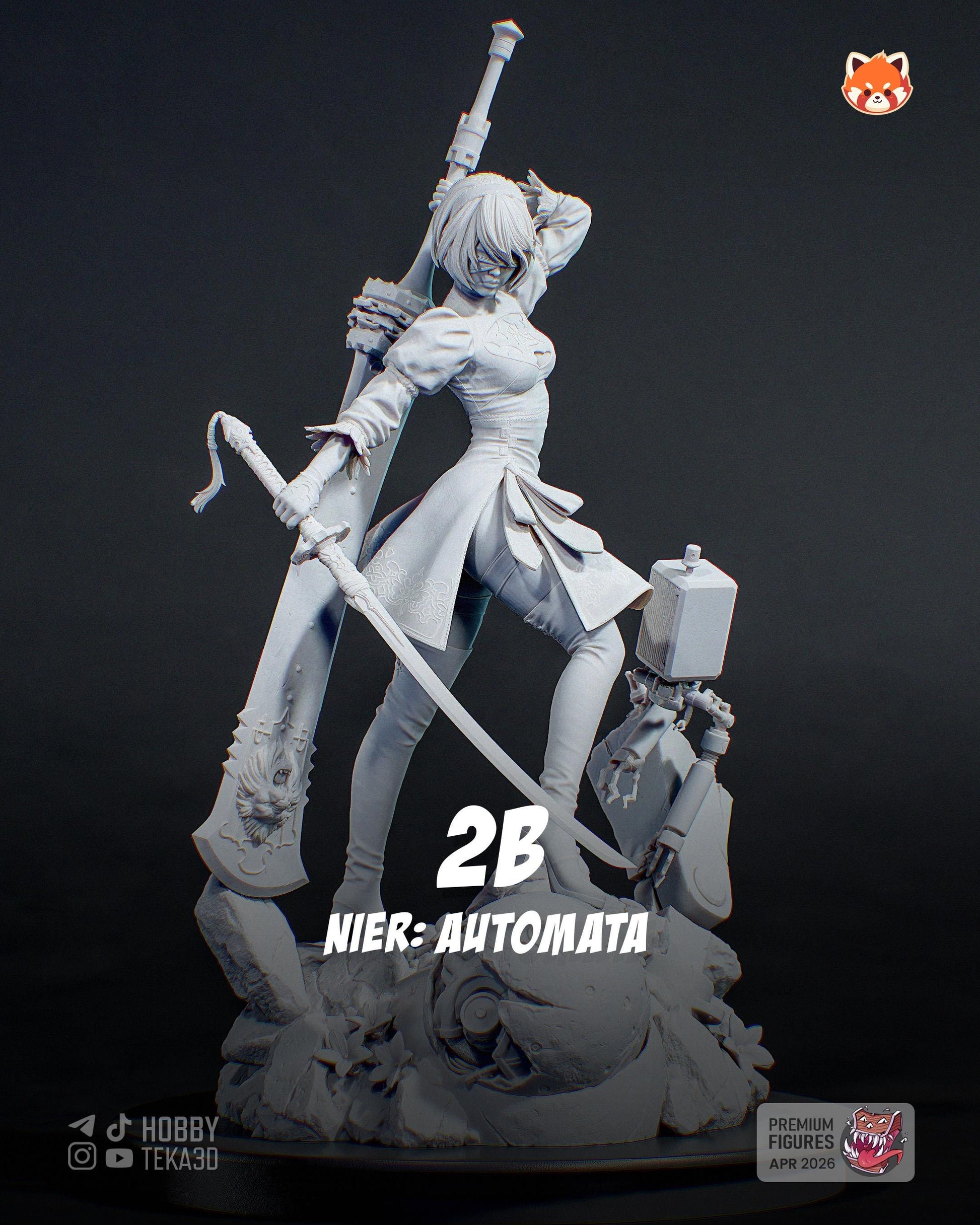 Unpainted Anime Android Warrior Resin Model Kit - 1/8 and 1/6 Scale - by Tanuki - Blindfolded Sword DIY Figure – photo 3