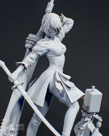 Unpainted Anime Android Warrior Resin Model Kit - 1/8 and 1/6 Scale - by Tanuki - Blindfolded Sword DIY Figure – photo 1