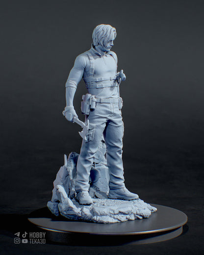 Survival Horror Hero Resin Statue and DIY Kit – Painted or Unpainted – 1/8 and 1/6 Scale – by Tanuki – Rubble Base – photo 4