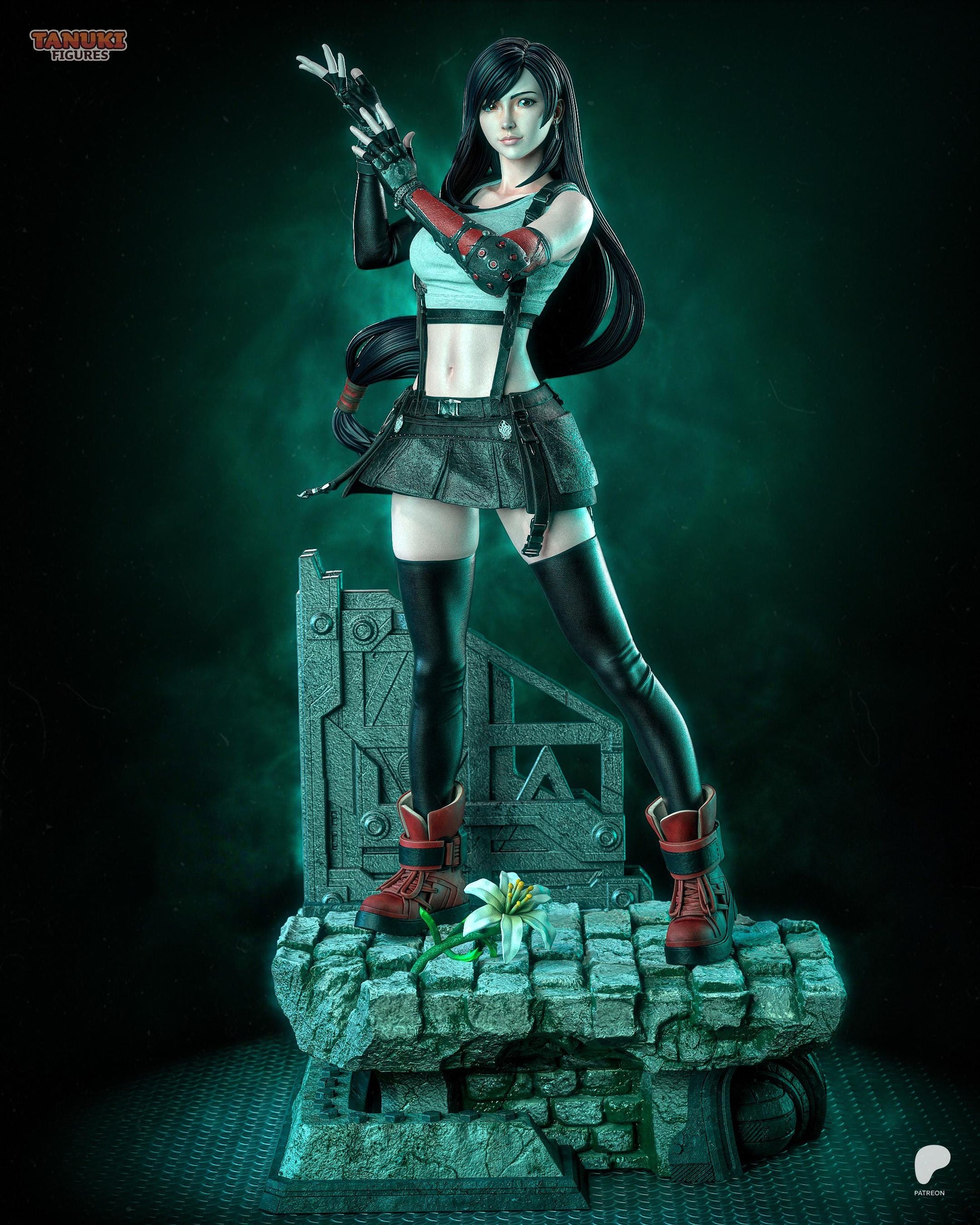 Hand Painted Anime Fighter Resin Statue – 1/8 and 1/6 Scale – Martial Arts Heroine with Tech Ruins Base – photo 1
