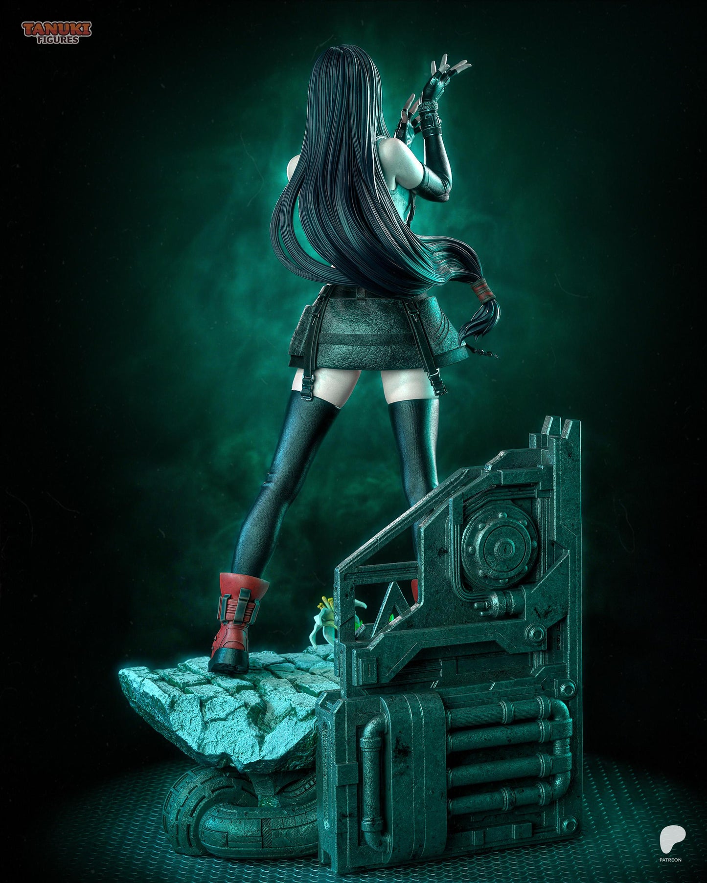 Hand Painted Anime Fighter Resin Statue – 1/8 and 1/6 Scale – Martial Arts Heroine with Tech Ruins Base – photo 3