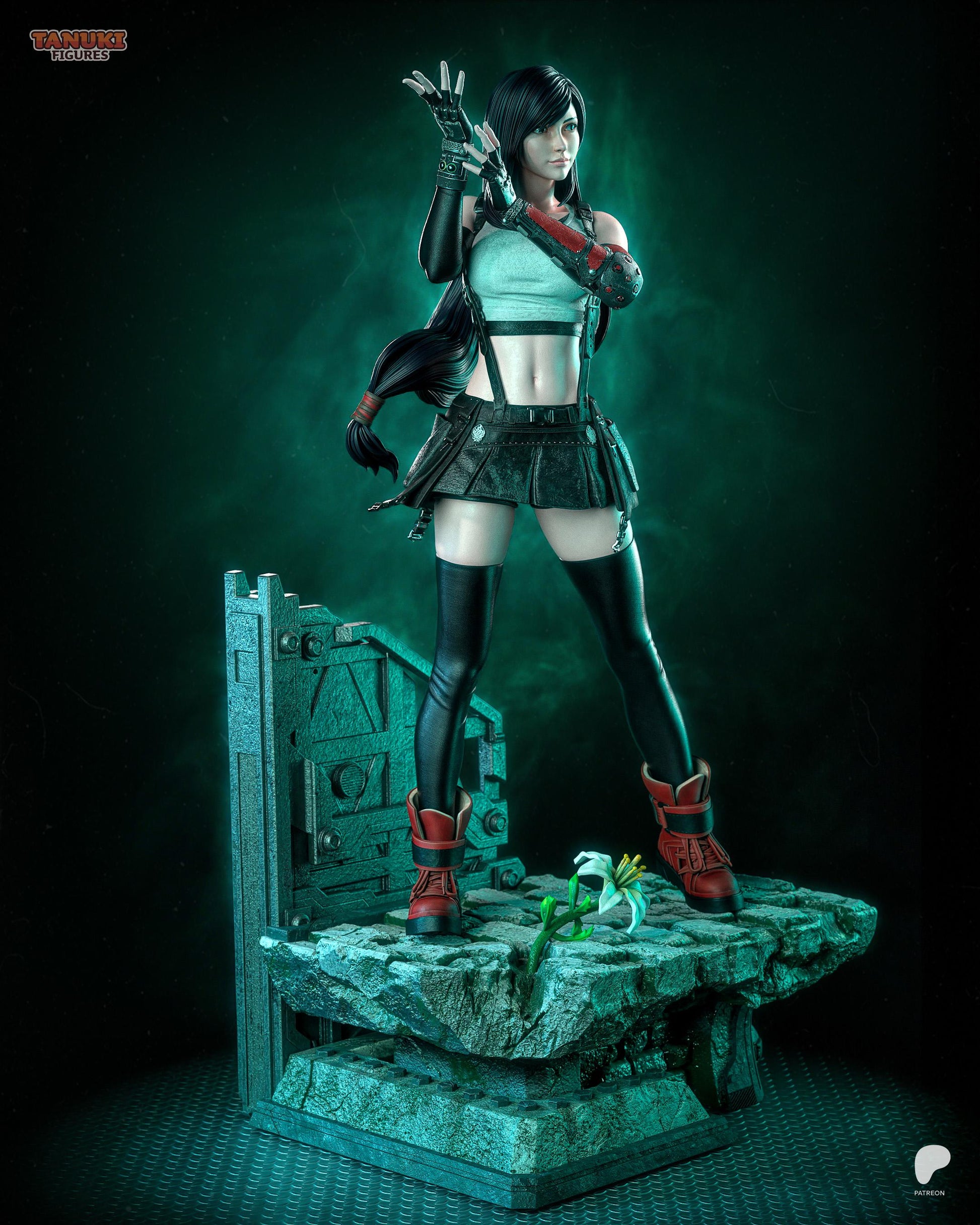 Hand Painted Anime Fighter Resin Statue – 1/8 and 1/6 Scale – Martial Arts Heroine with Tech Ruins Base – photo 2
