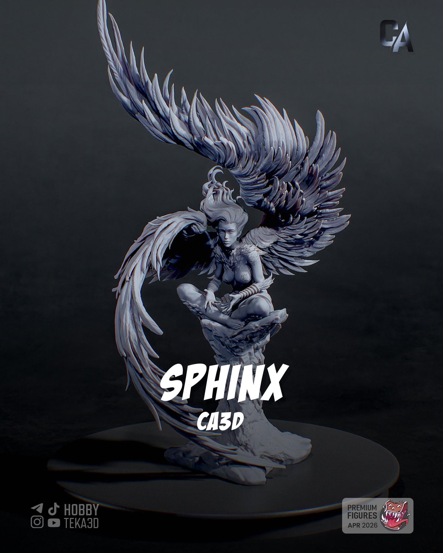 Gaming Action Figurine – Handpainted Resin Figure or DIY Model Kit, CA3D Sphinx