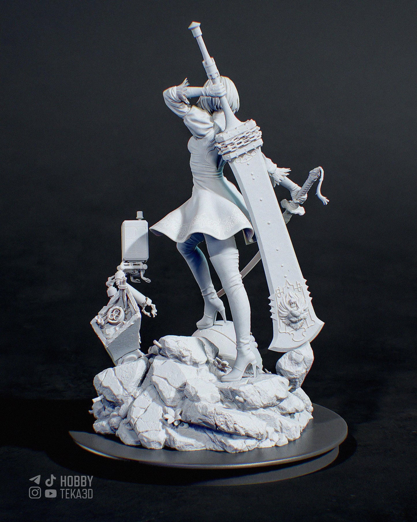Unpainted Anime Android Warrior Resin Model Kit - 1/8 and 1/6 Scale - by Tanuki - Blindfolded Sword DIY Figure – photo 2