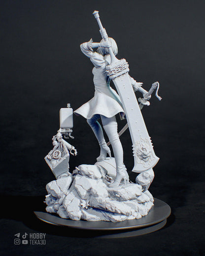 Unpainted Anime Android Warrior Resin Model Kit - 1/8 and 1/6 Scale - by Tanuki - Blindfolded Sword DIY Figure – photo 2
