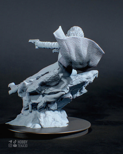 Unpainted Gothic Gun Heroine Resin Model Kit - 1/8 and 1/6 Scale - by ca3d - Dual Pistols DIY Statue – photo 3