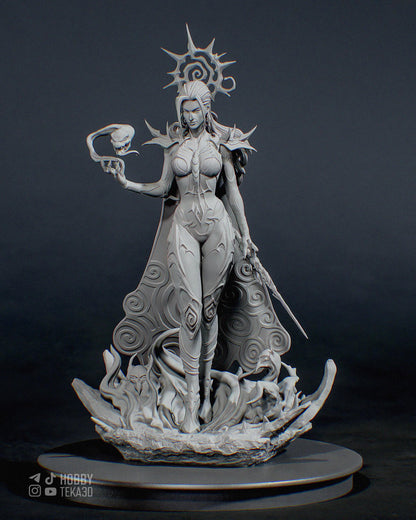 Unpainted Death Goddess Resin Model Kit – 1/8 and 1/6 Scale – Antler Crown DIY Figure – photo 1