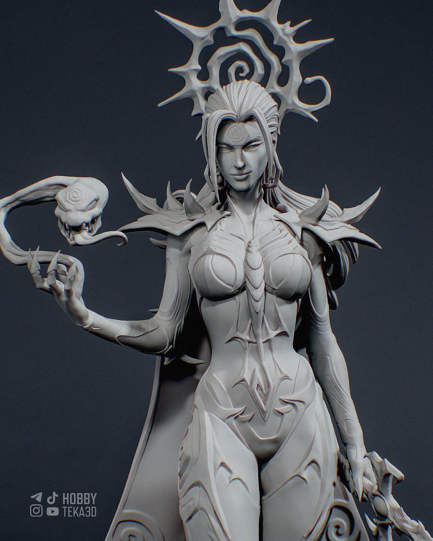 Unpainted Death Goddess Resin Model Kit – 1/8 and 1/6 Scale – Antler Crown DIY Figure – photo 2