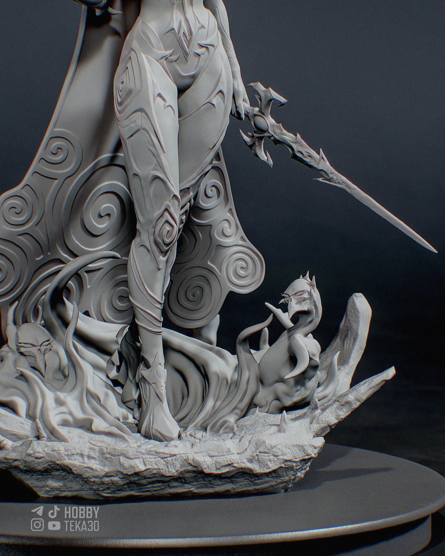 Unpainted Death Goddess Resin Model Kit – 1/8 and 1/6 Scale – Antler Crown DIY Figure – photo 4