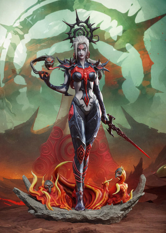 Hand Painted Death Goddess Resin Statue – 1/8 and 1/6 Scale – Dark Fantasy Antler Crown Figure – photo 1