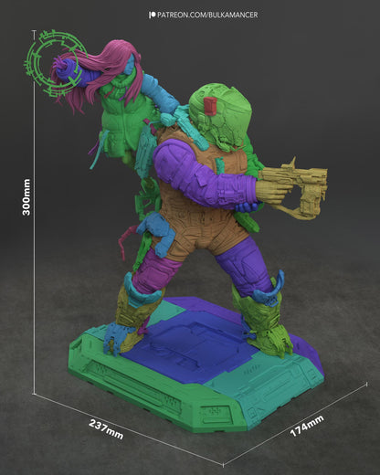 Unpainted Sci Fi Armored Soldier Resin Model Kit – 1/8 and 1/6 Scale by Bulkamancers, DIY Kit with Hologram Effect – photo 11