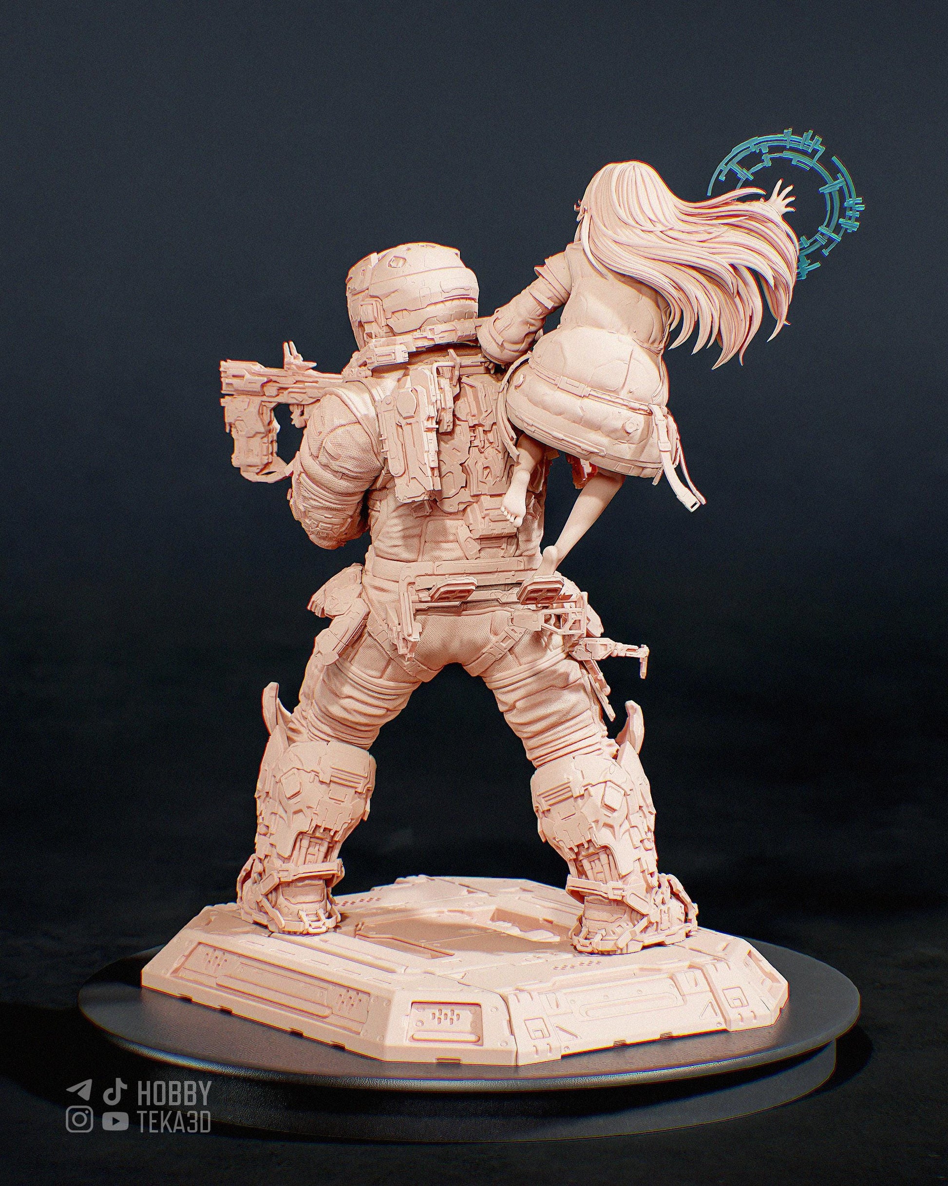 Unpainted Sci Fi Armored Soldier Resin Model Kit – 1/8 and 1/6 Scale by Bulkamancers, DIY Kit with Hologram Effect – photo 3