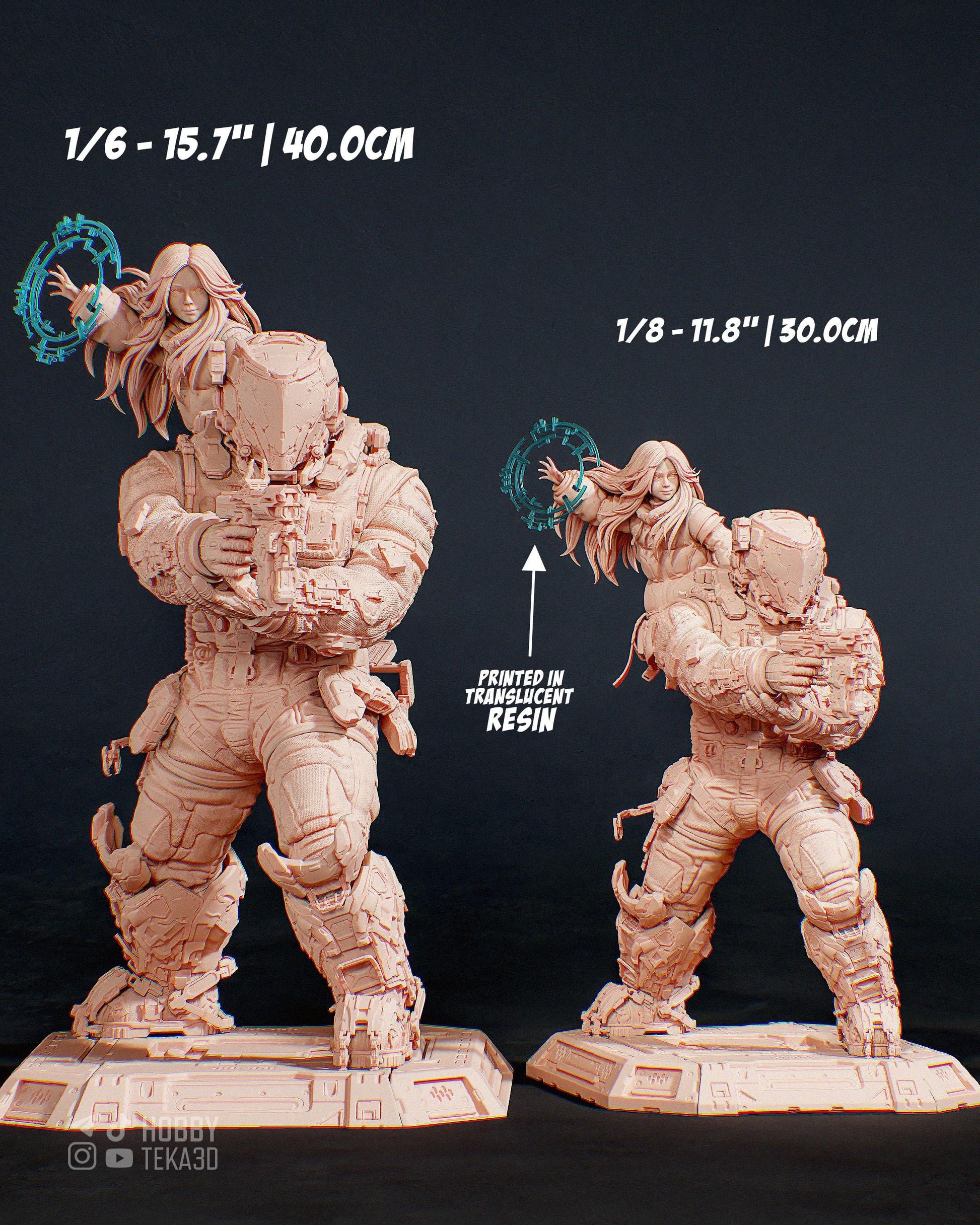 Unpainted Sci Fi Armored Soldier Resin Model Kit – 1/8 and 1/6 Scale by Bulkamancers, DIY Kit with Hologram Effect – photo 5