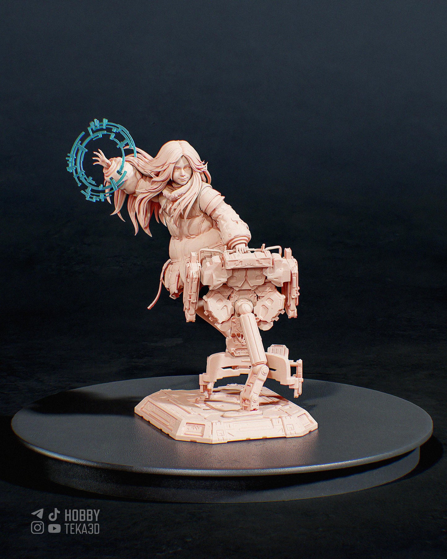 Unpainted Sci Fi Anime Style Resin Model Kit – 1/8 and 1/6 Scale – by Bulkamancers – Mecha Girl with Clear Tech Halo – photo 1