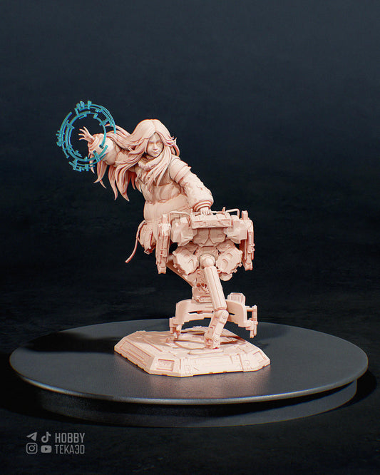 Unpainted Sci Fi Anime Style Resin Model Kit – 1/8 and 1/6 Scale – by Bulkamancers – Mecha Girl with Clear Tech Halo – photo 1