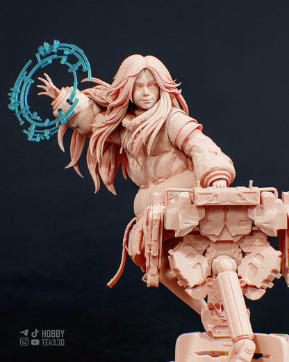 Unpainted Sci Fi Anime Style Resin Model Kit – 1/8 and 1/6 Scale – by Bulkamancers – Mecha Girl with Clear Tech Halo – photo 2