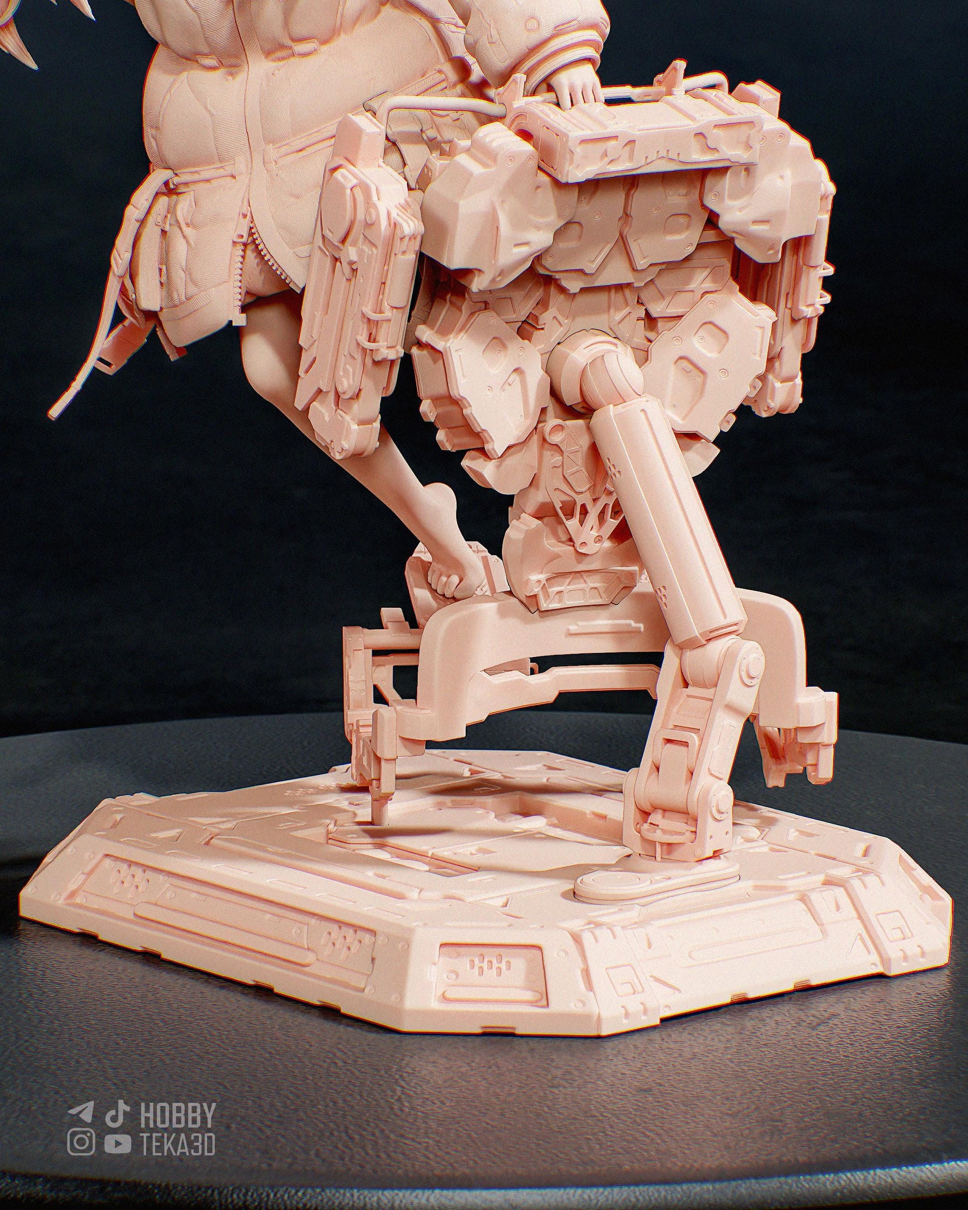 Unpainted Sci Fi Anime Style Resin Model Kit – 1/8 and 1/6 Scale – by Bulkamancers – Mecha Girl with Clear Tech Halo – photo 4