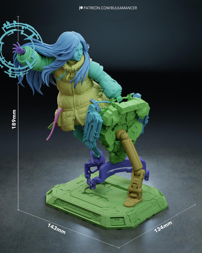 Hand Painted Sci Fi Anime Style Resin Statue – 1/8 and 1/6 Scale – Mecha Girl with Clear Tech Halo – photo 11