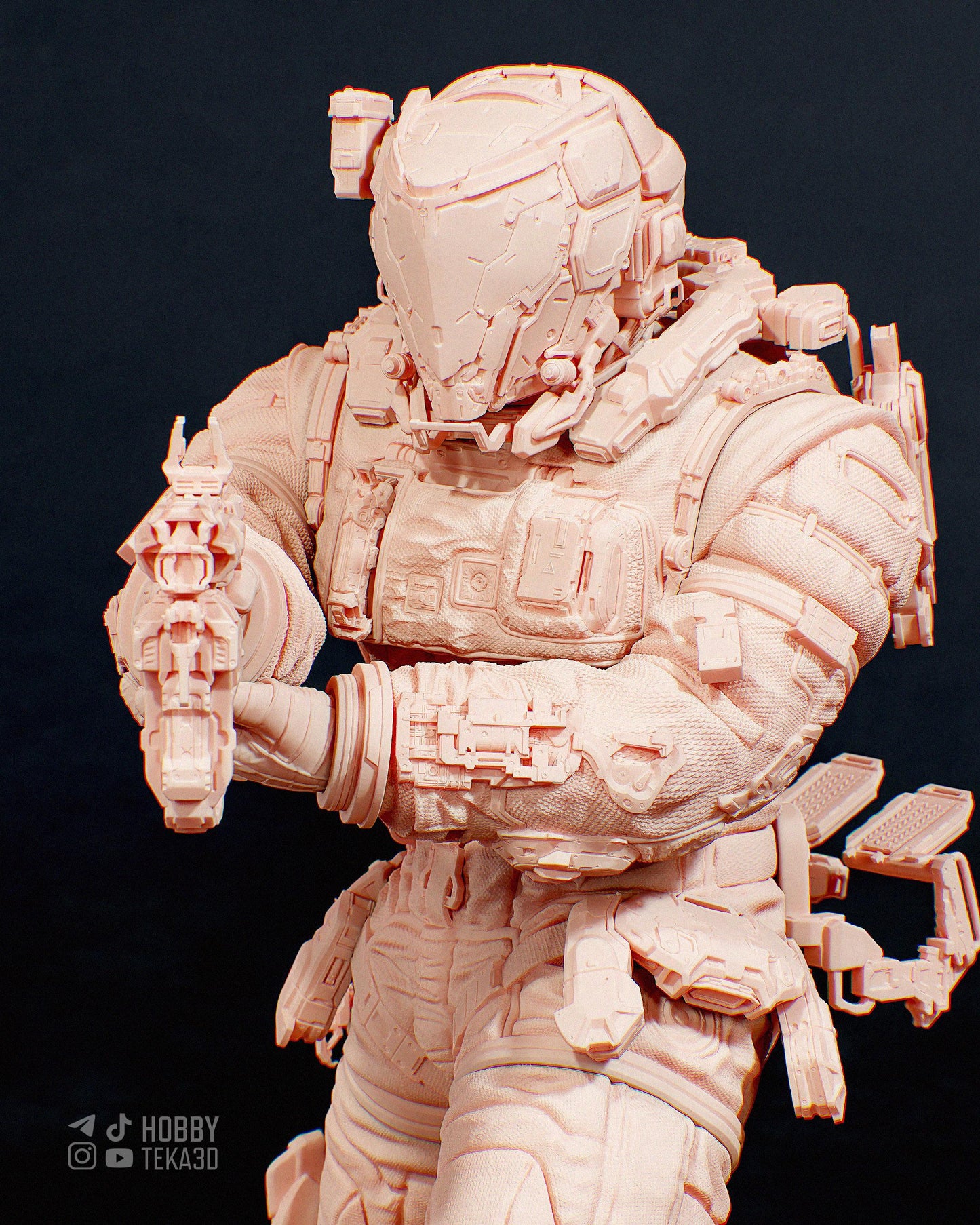 Unpainted Sci Fi Armored Soldier Resin Model Kit - 1/8 and 1/6 Scale - by Bulkamancers - Futuristic Trooper DIY Kit – photo 2