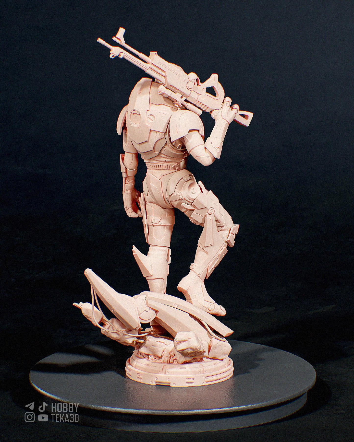 Unpainted Sci Fi Armored Soldier Resin Model Kit - 1/8 and 1/6 Scale - by Bulkamancers - Futuristic Rifle DIY Kit – photo 3