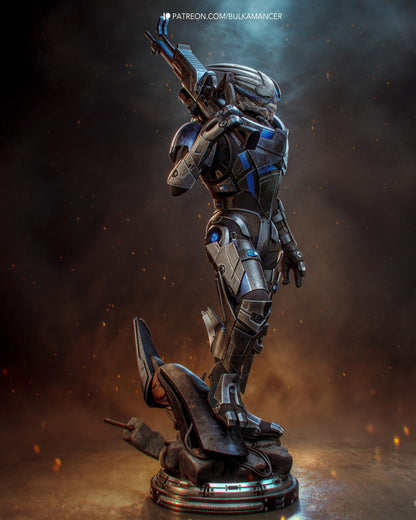 Hand Painted Sci Fi Armored Soldier Resin Statue - 1/8 and 1/6 Scale - Futuristic Rifle Figure on Tech Base – photo 4