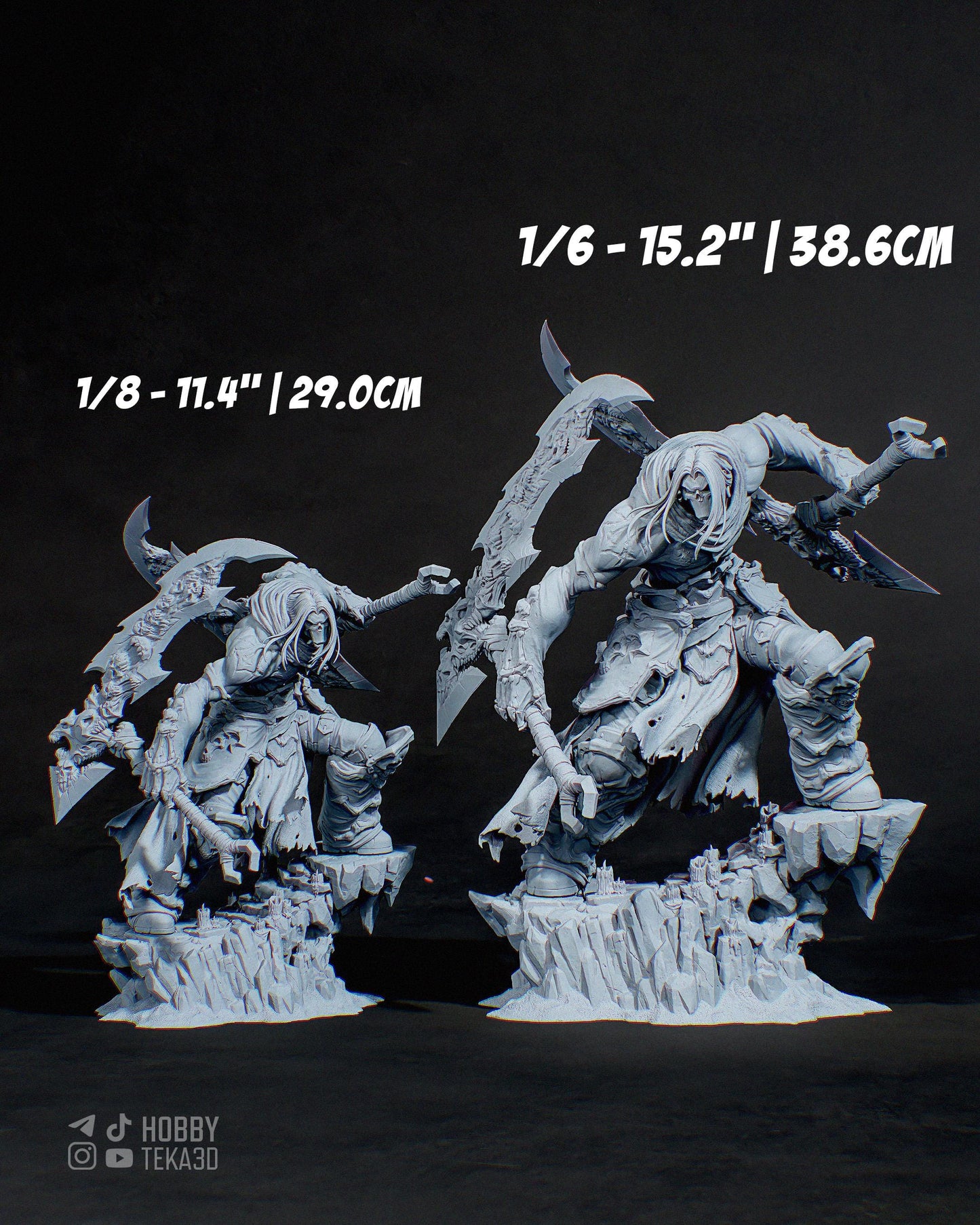 Unpainted Dark Fantasy Reaper Resin Model Kit – 1/8 and 1/6 Scale – by Tanuki – Undead Warrior DIY Statue – photo 5