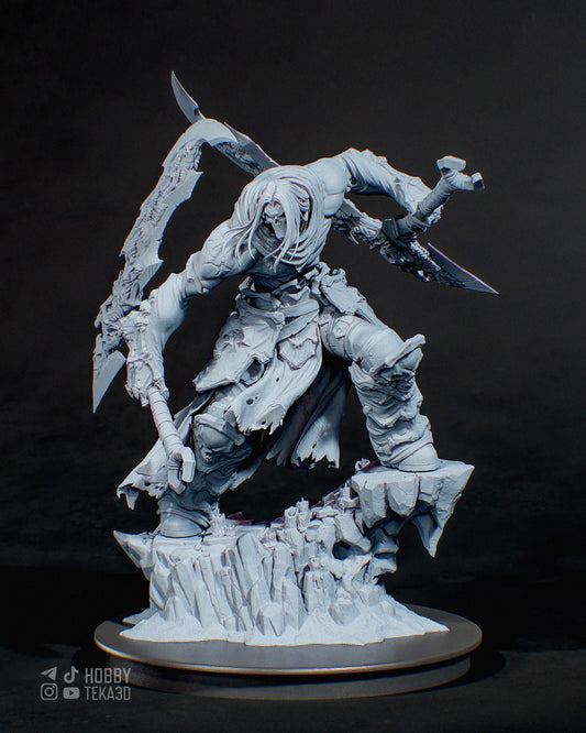 Unpainted Dark Fantasy Reaper Resin Model Kit – 1/8 and 1/6 Scale – by Tanuki – Undead Warrior DIY Statue – photo 1