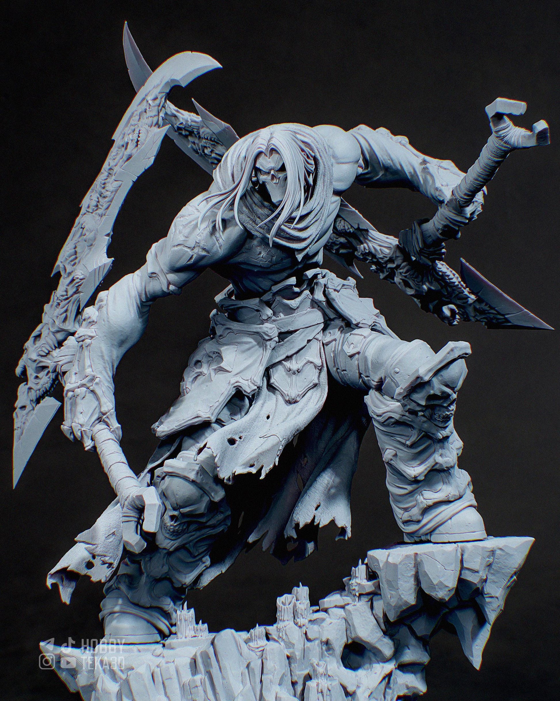 Unpainted Dark Fantasy Reaper Resin Model Kit – 1/8 and 1/6 Scale – by Tanuki – Undead Warrior DIY Statue – photo 2