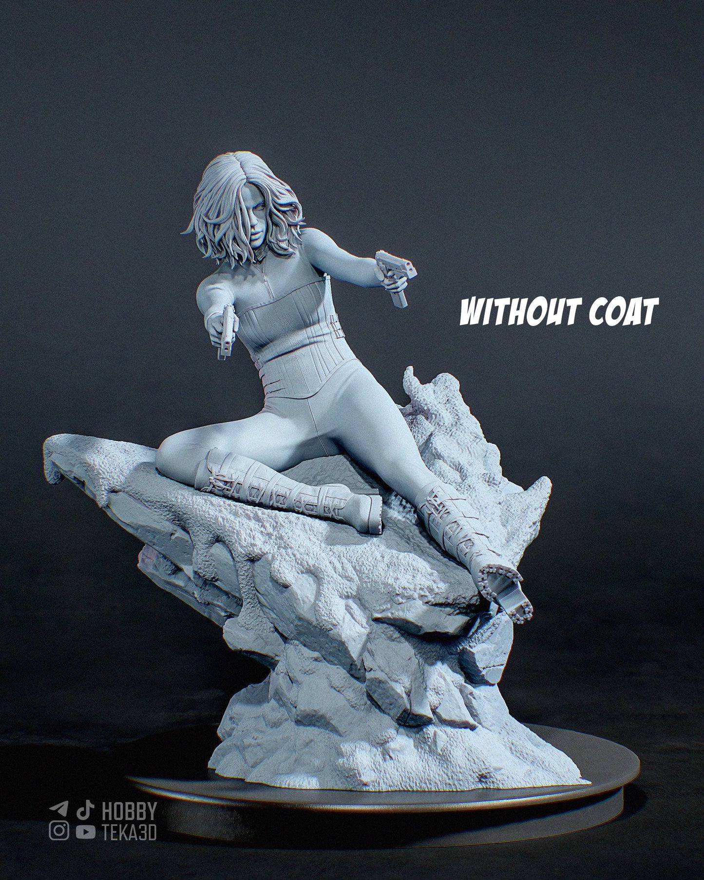 Unpainted Gothic Gun Heroine Resin Model Kit - 1/8 and 1/6 Scale - by ca3d - Dual Pistols DIY Statue – photo 2