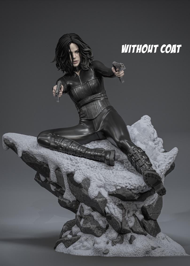 Hand Painted Gothic Gun Heroine Resin Statue - 1/8 and 1/6 Scale - Dual Pistols with Snowy Rock Base – photo 3