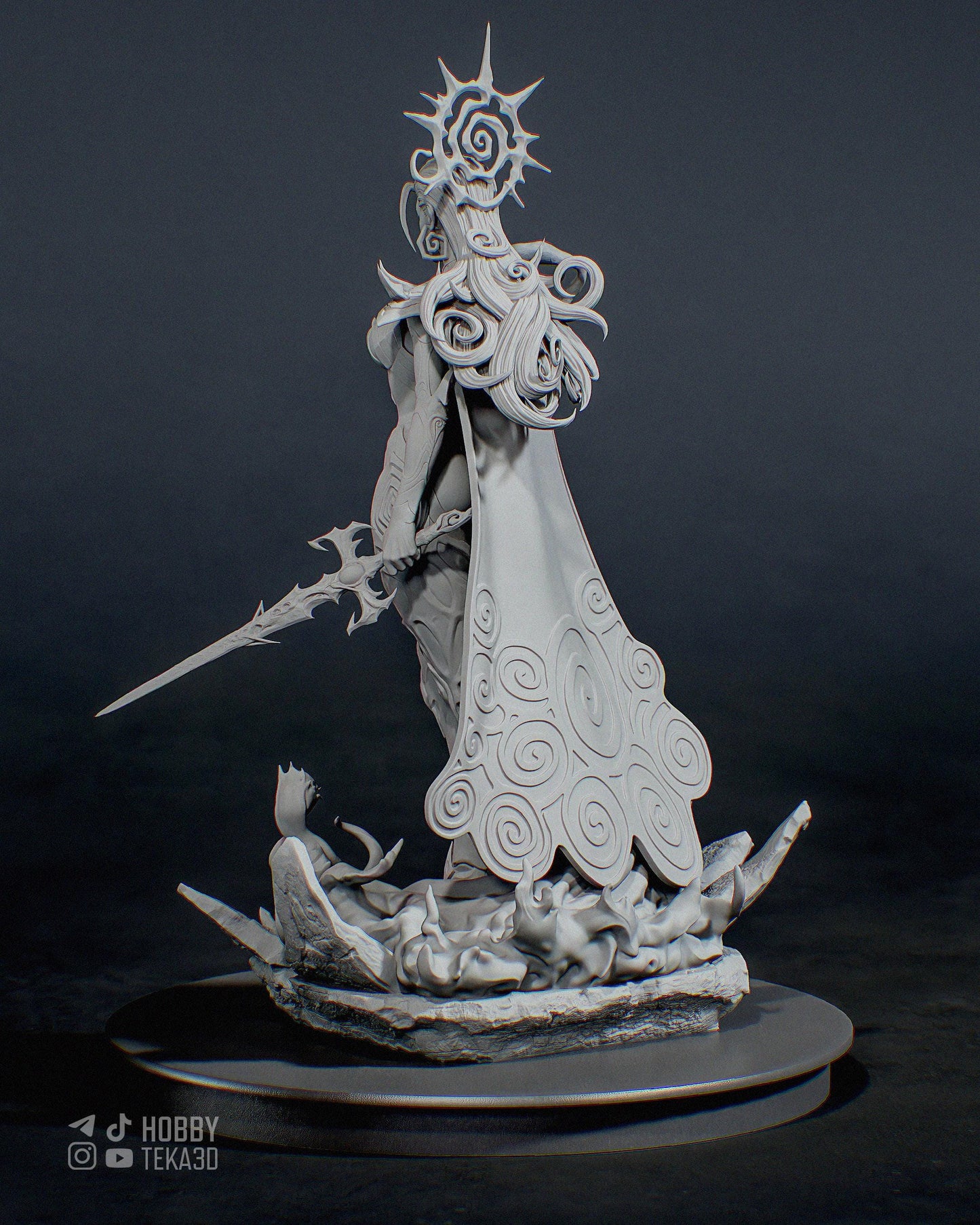 Unpainted Death Goddess Resin Model Kit – 1/8 and 1/6 Scale – Antler Crown DIY Figure – photo 3