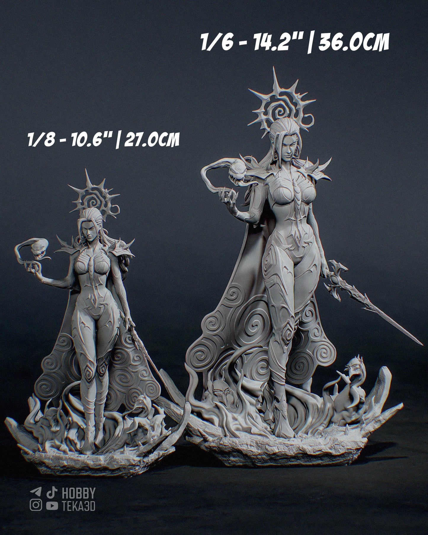 Unpainted Death Goddess Resin Model Kit – 1/8 and 1/6 Scale – Antler Crown DIY Figure – photo 5