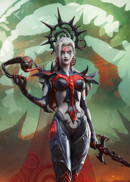 Hand Painted Death Goddess Resin Statue – 1/8 and 1/6 Scale – Dark Fantasy Antler Crown Figure – photo 2