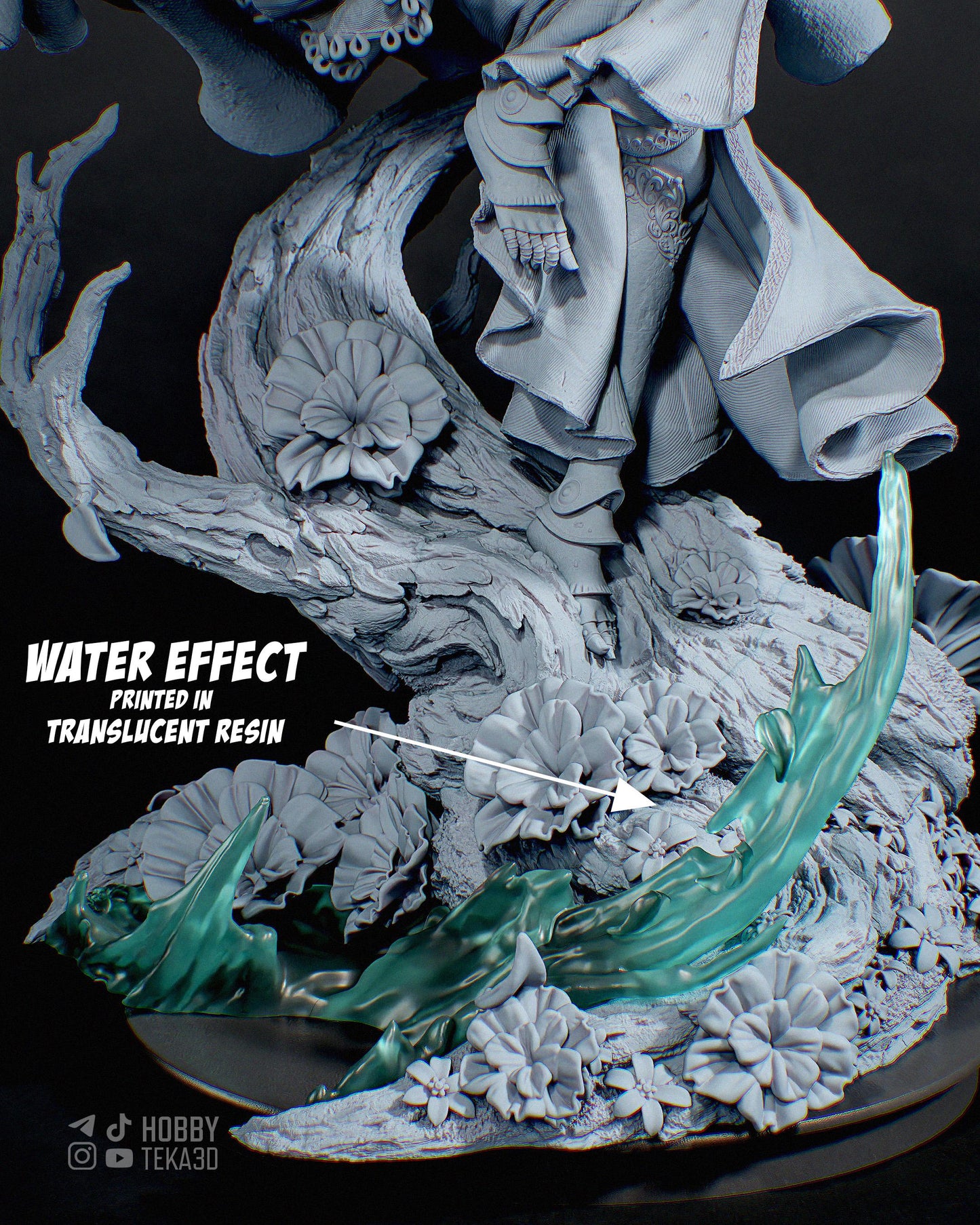 Unpainted Dark Fantasy Warrior Resin Model Kit – 1/8 and 1/6 Scale – by Tanuki – Armored Figure with Clear Resin Blade – photo 4