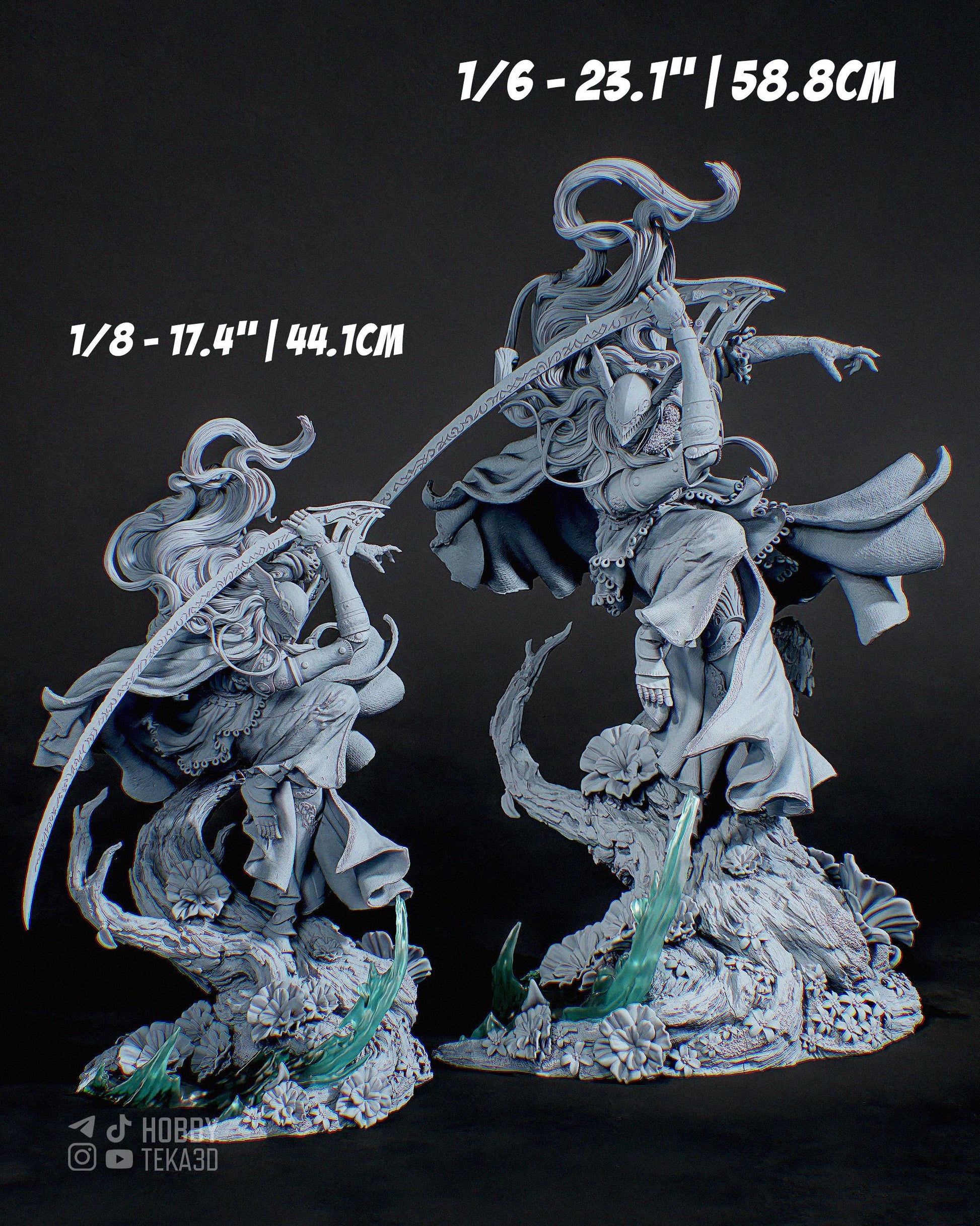 Unpainted Dark Fantasy Warrior Resin Model Kit – 1/8 and 1/6 Scale – by Tanuki – Armored Figure with Clear Resin Blade – photo 6