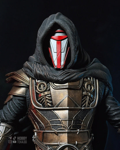 Hand Painted Masked Sci Fi Warrior Resin Statue – 1/8 and 1/6 Scale – Hooded Armor Figure with Red Energy Blade – photo 1