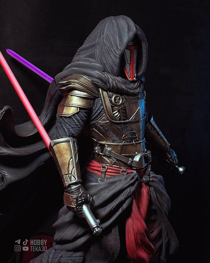 Hand Painted Masked Sci Fi Warrior Resin Statue – 1/8 and 1/6 Scale – Hooded Armor Figure with Red Energy Blade – photo 3
