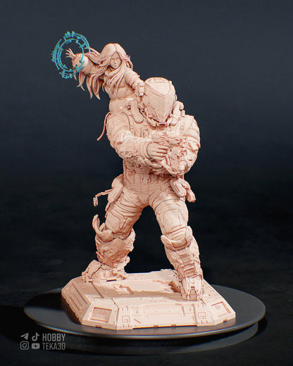 Unpainted Sci Fi Armored Soldier Resin Model Kit – 1/8 and 1/6 Scale by Bulkamancers, DIY Kit with Hologram Effect – photo 1