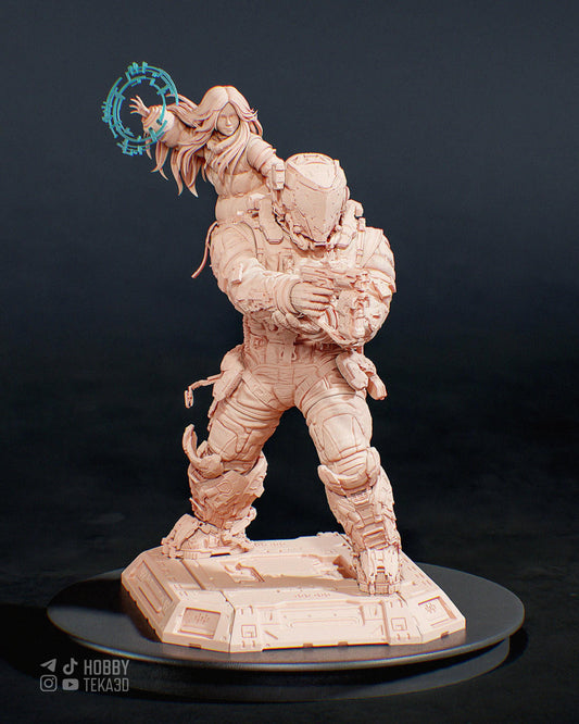 Unpainted Sci Fi Armored Soldier Resin Model Kit – 1/8 and 1/6 Scale by Bulkamancers, DIY Kit with Hologram Effect – photo 1