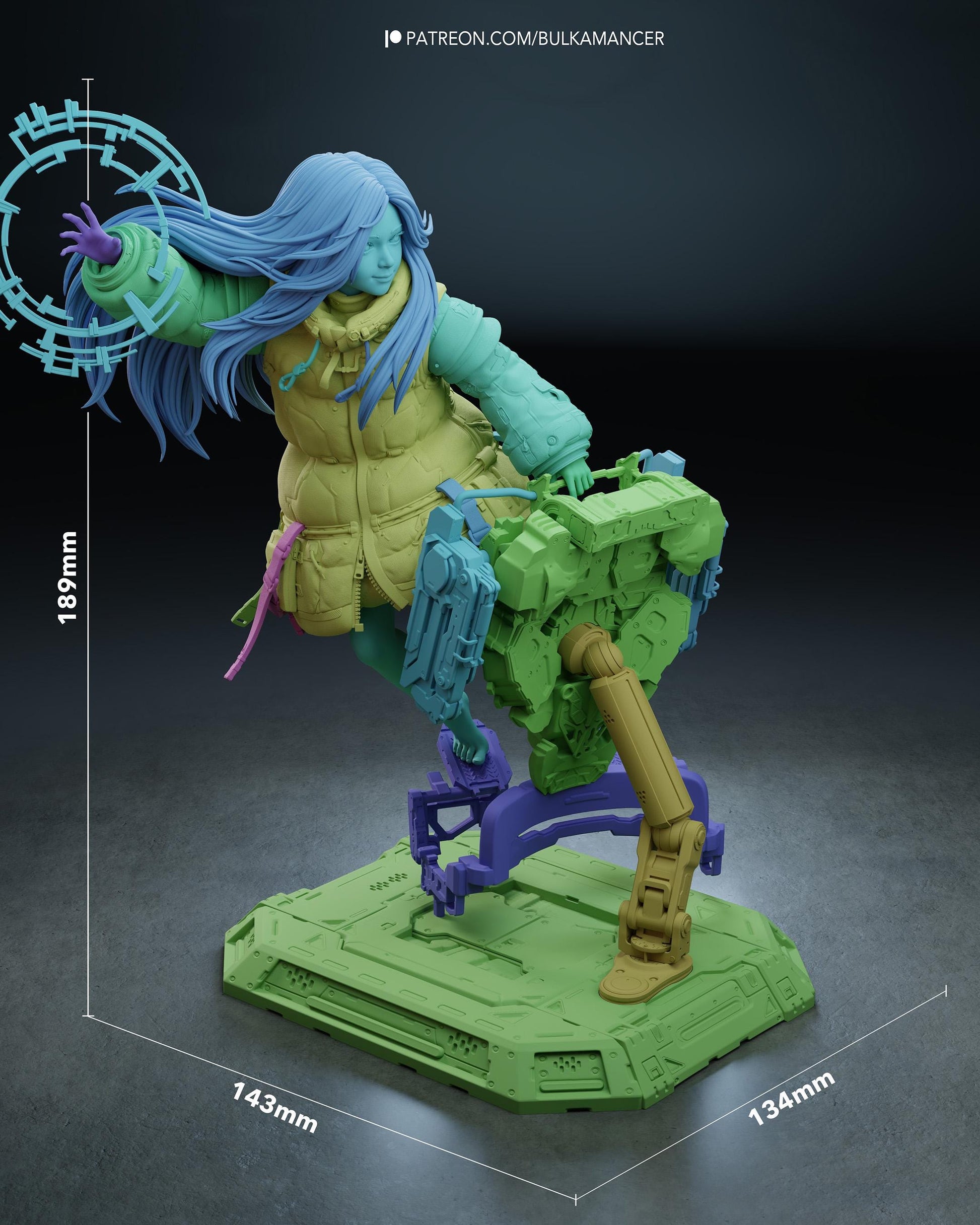 Unpainted Sci Fi Anime Style Resin Model Kit – 1/8 and 1/6 Scale – by Bulkamancers – Mecha Girl with Clear Tech Halo – photo 11