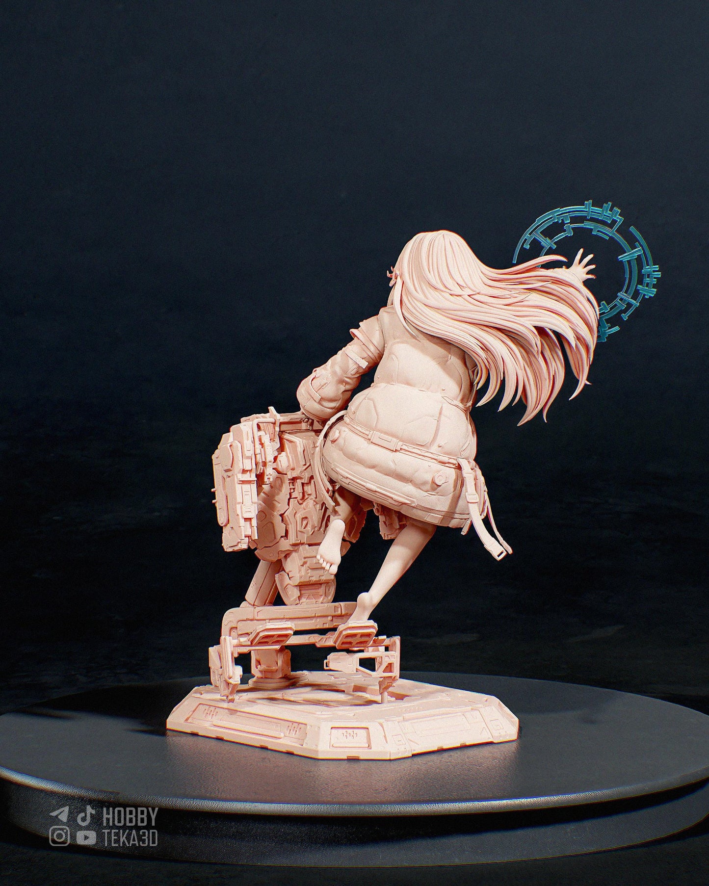 Unpainted Sci Fi Anime Style Resin Model Kit – 1/8 and 1/6 Scale – by Bulkamancers – Mecha Girl with Clear Tech Halo – photo 3